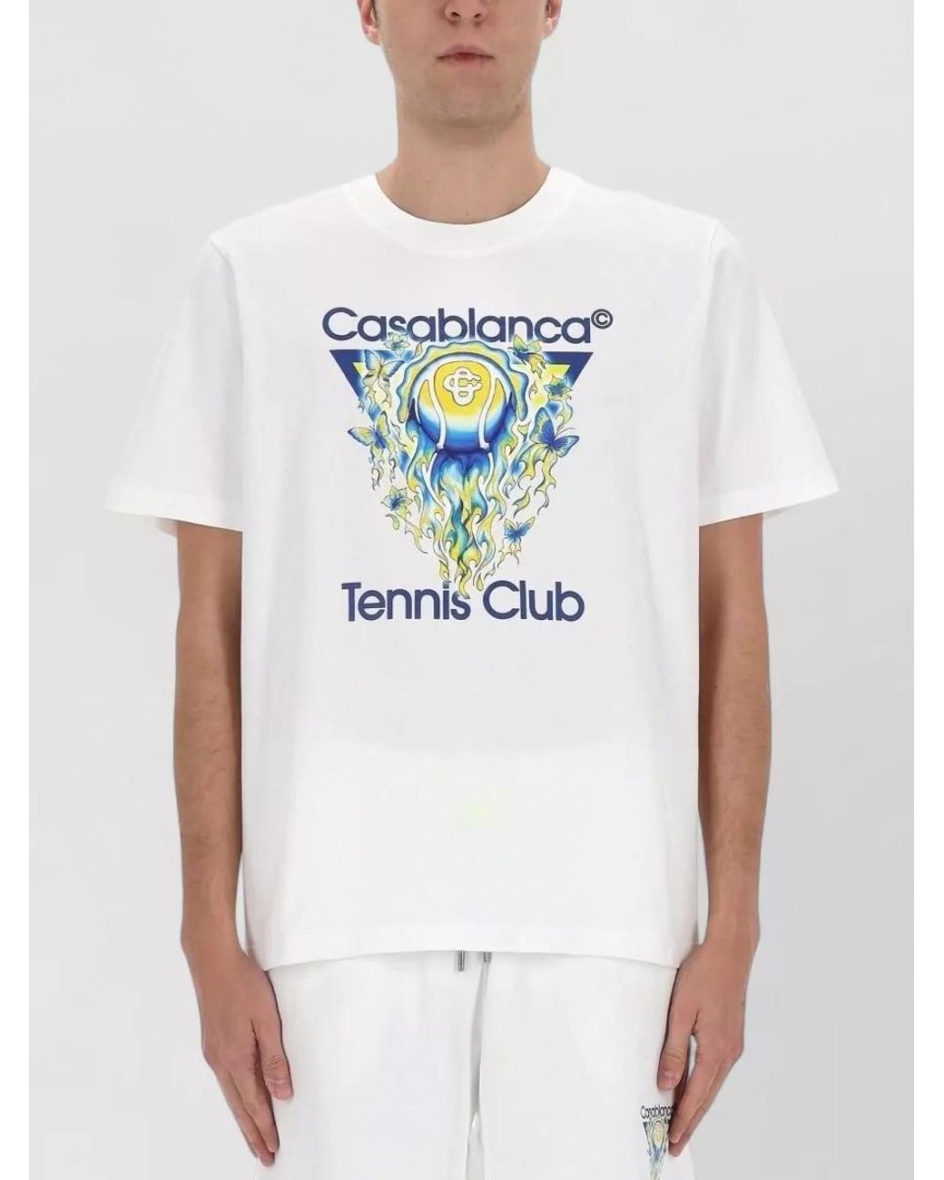 Casablanca White Printed Organic Cotton T-Shirt for men