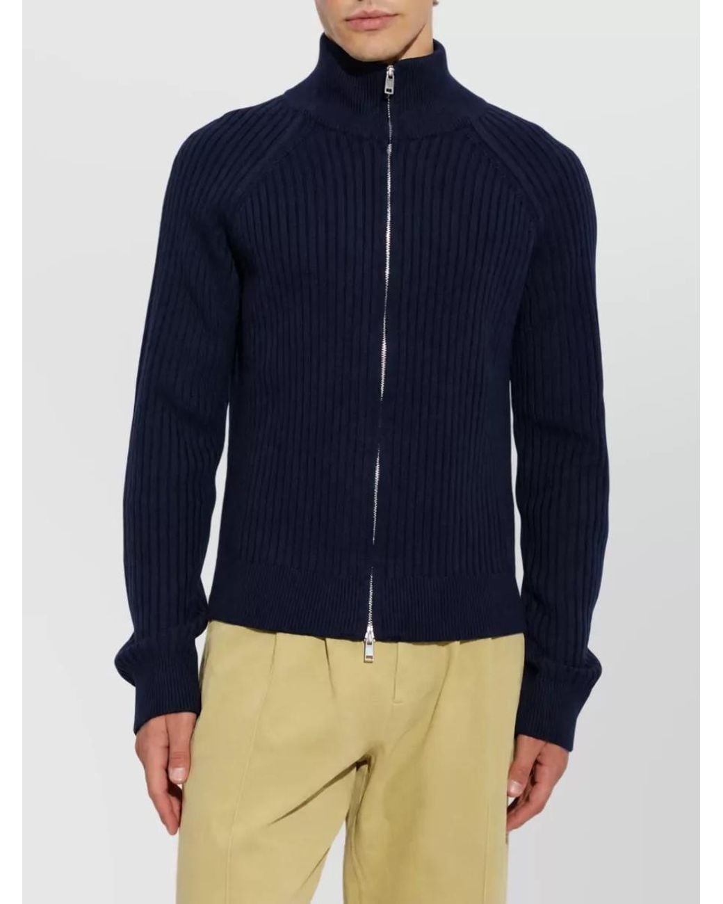 Isabel Marant Blue Wool Ribbed Zip-Up Cardigan for men