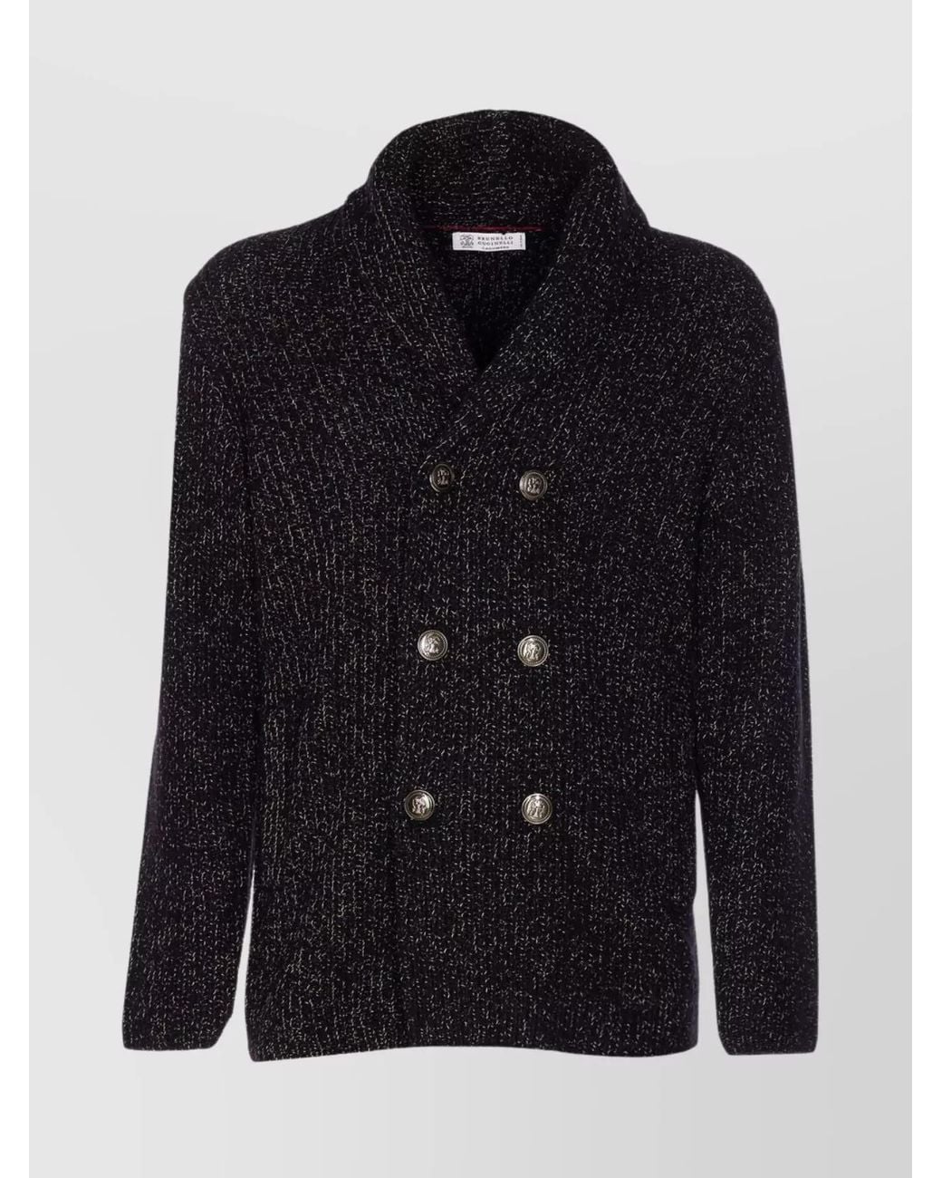 Brunello Cucinelli Blue Wool Silk Cashmere Double-Breasted Cardigan for men
