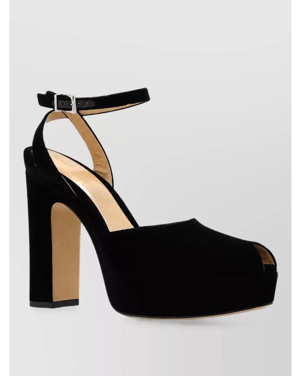 Fendi Black Velvet Platform Sandals