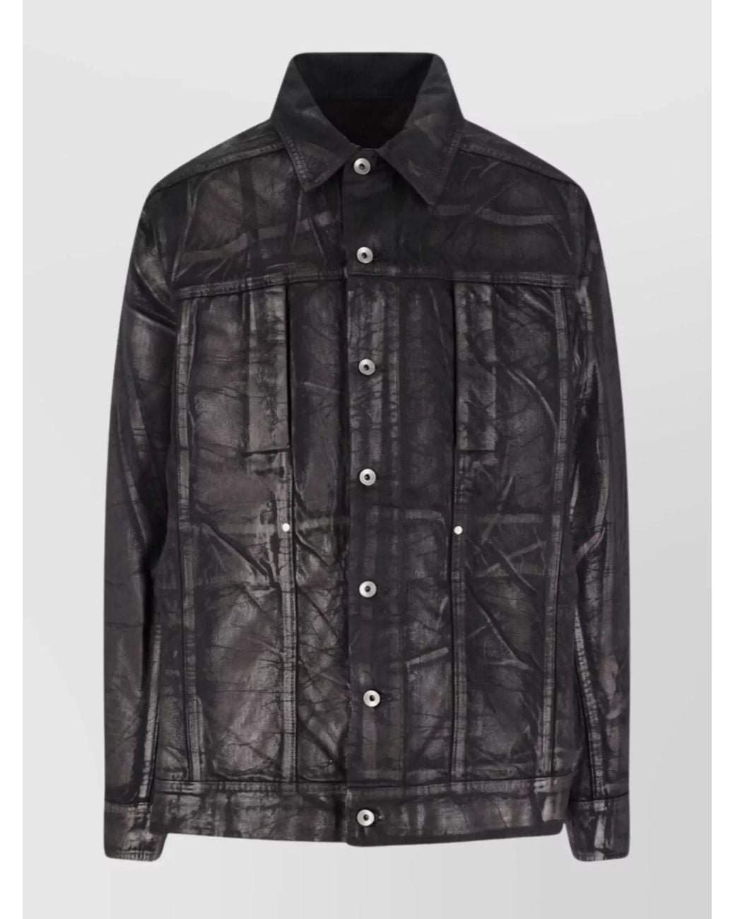Rick Owens Black Printed Design Jacket With Long Sleeves And Pockets for men