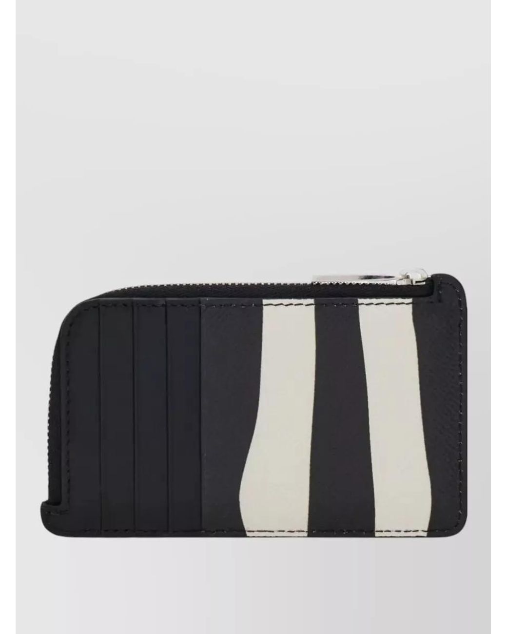 Ferragamo Black Leather Zebra-Print Cardholder