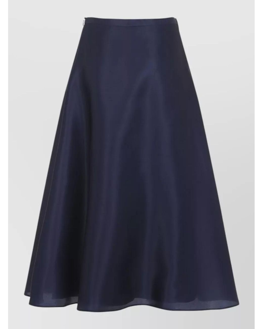 Alberta Ferretti Blue Silk High-Rise A-Line Midi Skirt