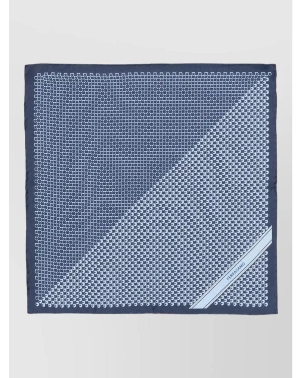 Ferragamo Blue Silk Pocket Square for men
