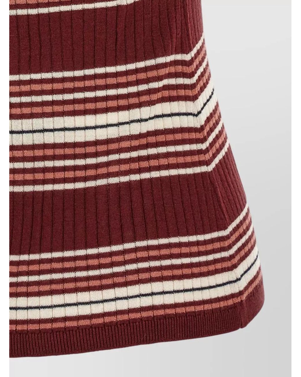 Max Mara Red Silk Ribbed Striped Polo Top