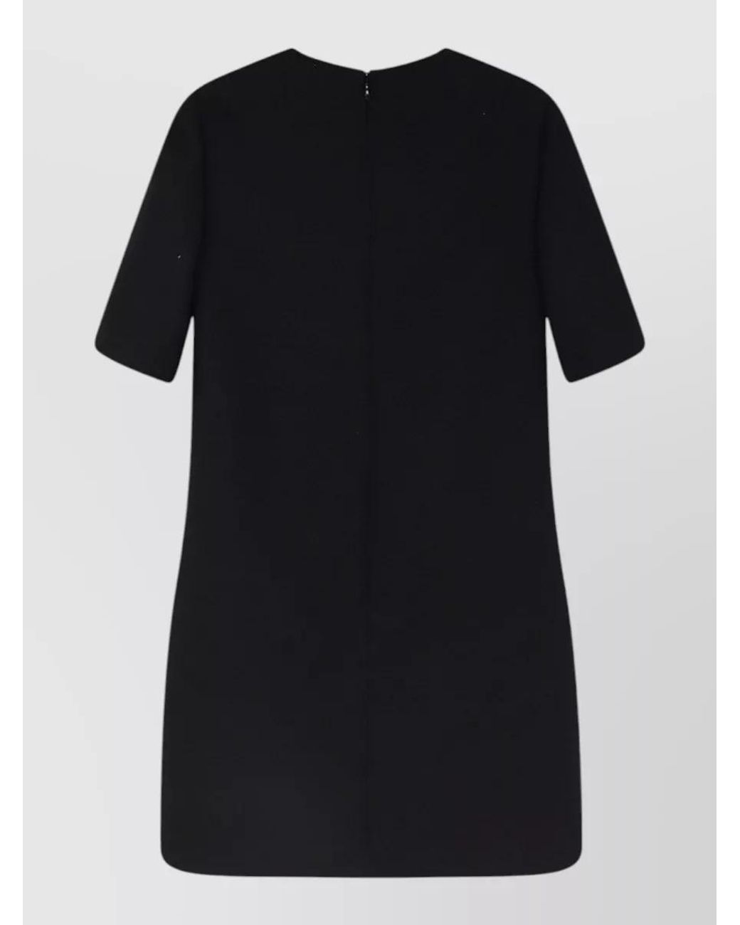 Valentino Black Virgin Wool And Silk Short-Sleeve Square-Neck Mini Dress