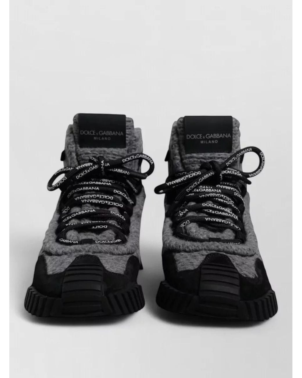 Dolce & Gabbana Black Wool Suede High-Top Sneakers
