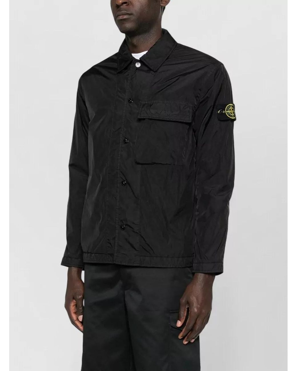 Stone Island Black Padded Nylon Shirt Jacket for men