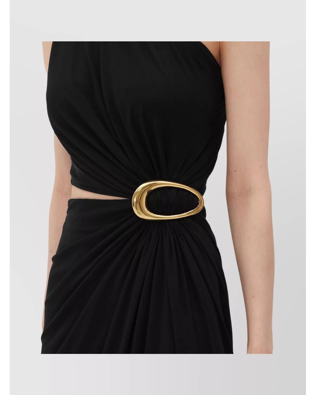 Bottega Veneta Black Asymmetric Crepe-Effect Jersey Midi Dress
