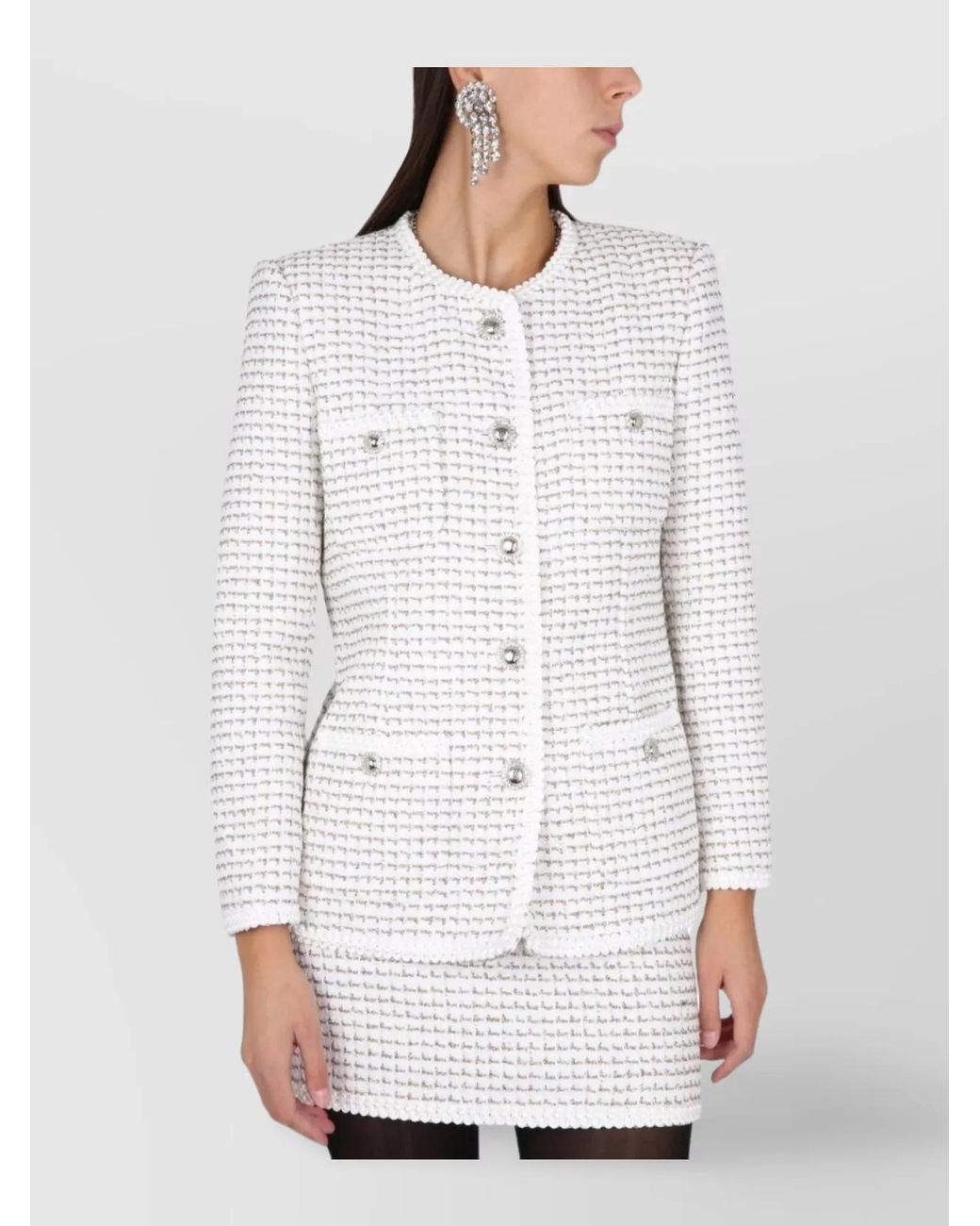 Alessandra Rich White Tweed Jacket