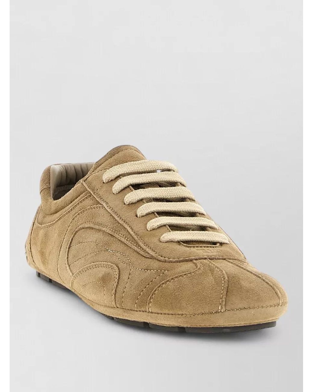 Prada Natural Suede Lace-Up Sneakers for men