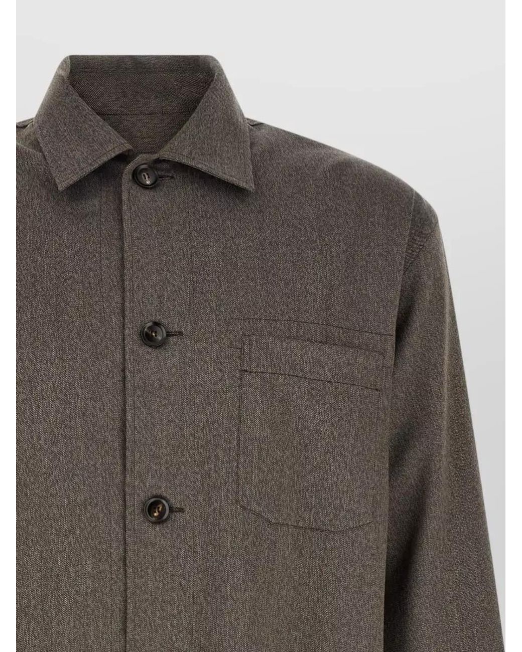 Brioni Gray Wool Relaxed-Fit Shirt Jacket for men