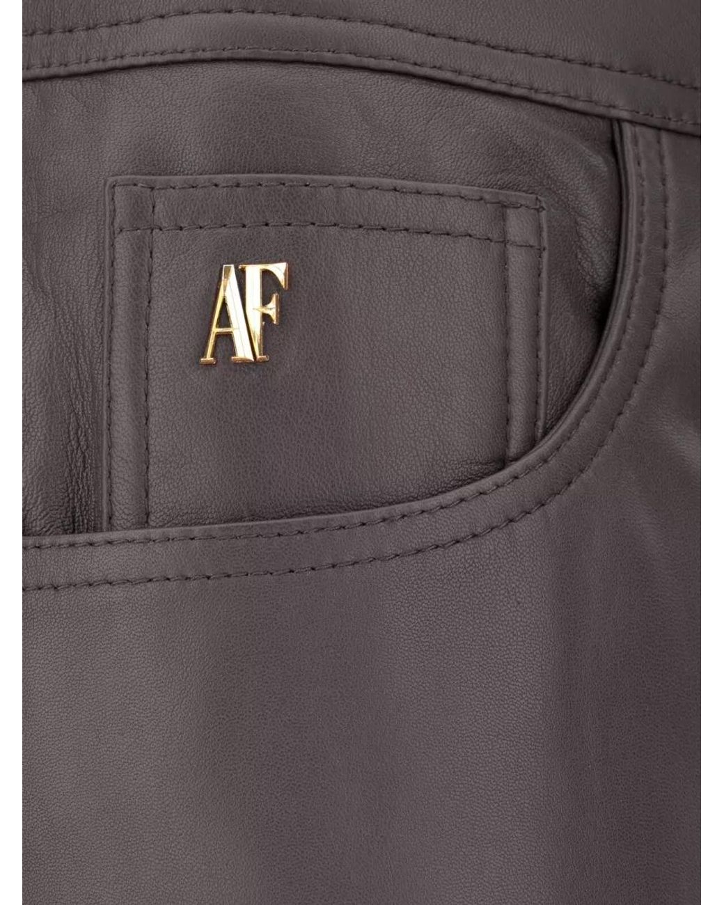 Alberta Ferretti Gray Leather Straight-Leg Trousers