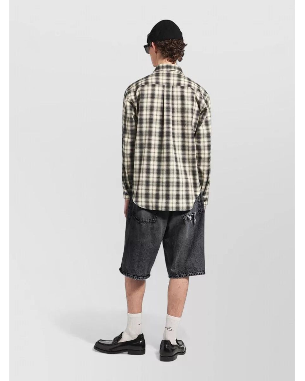 Balenciaga White Checked Flannel Shirt for men