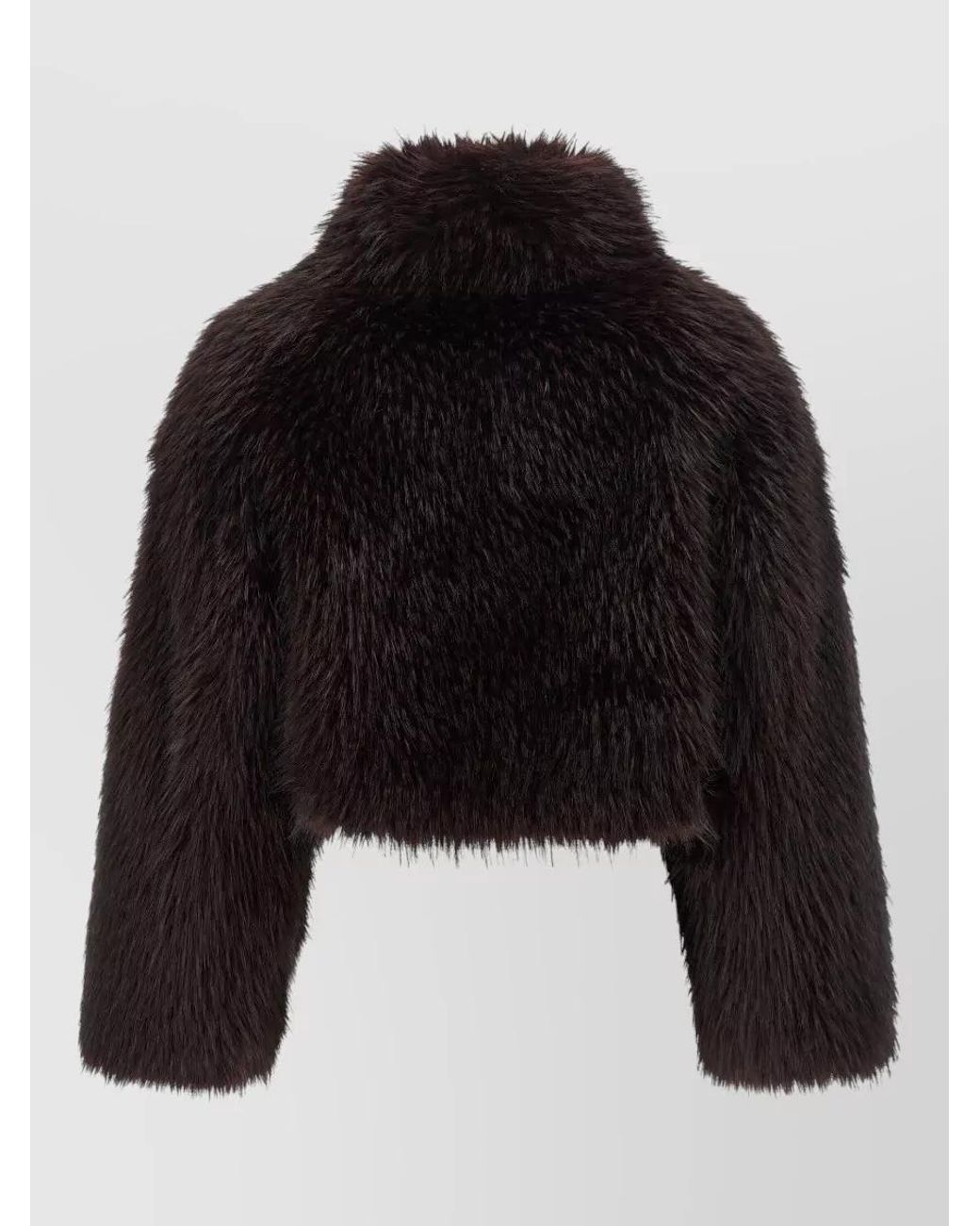 Pinko Black Faux Fur Cropped High Neck Coat