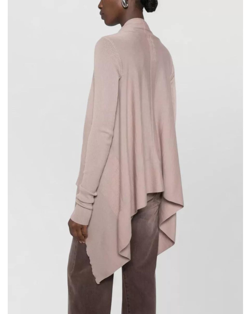 Rick Owens Pink Virgin Wool Draped Asymmetric Wrap Cardigan