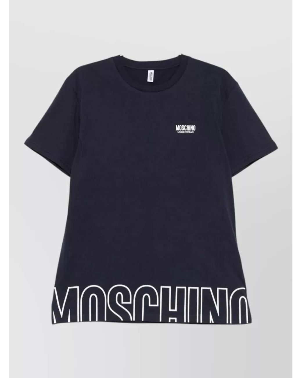 Moschino Blue Cotton Logo Print Short Sleeve T-Shirt for men