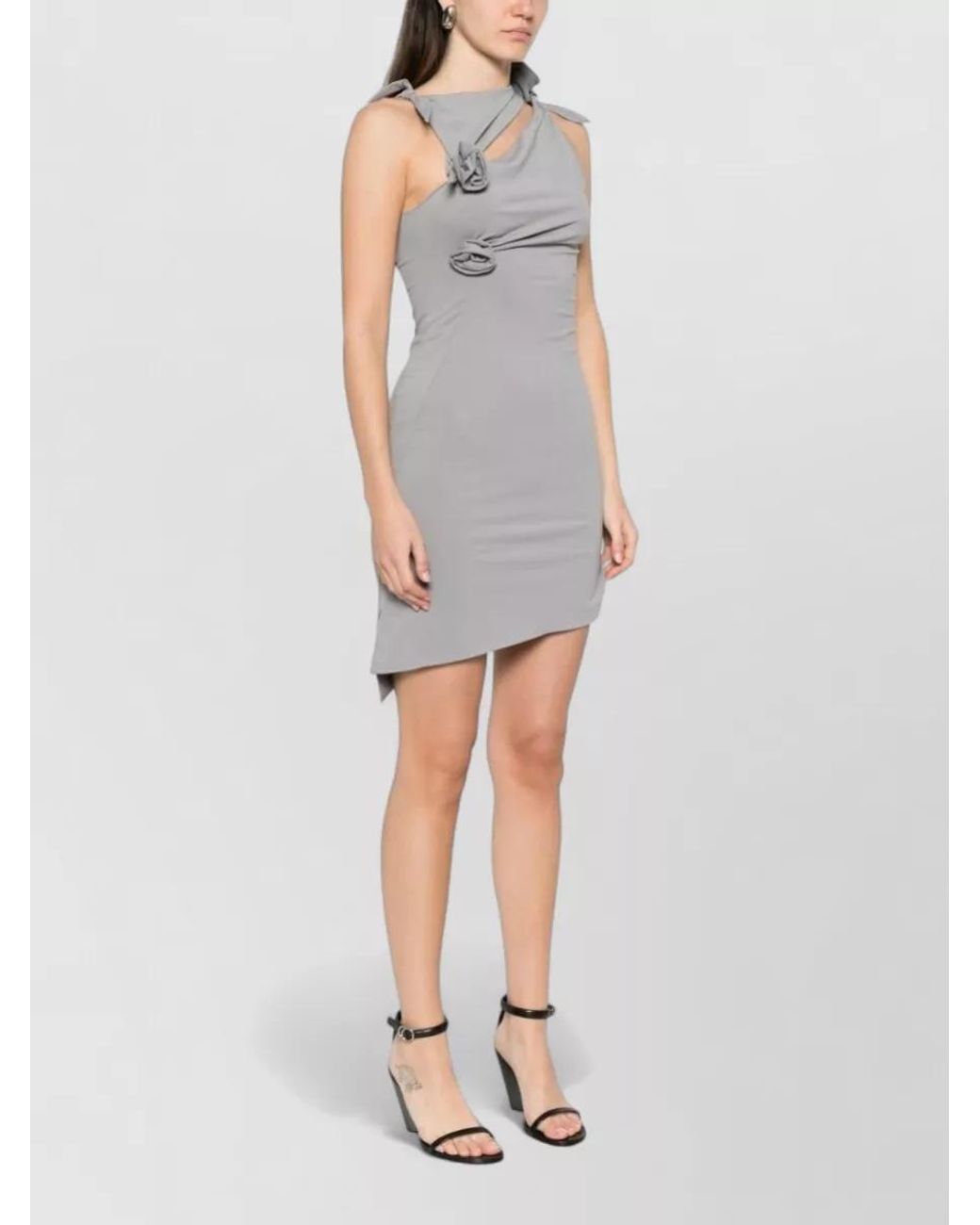 Coperni Gray Sleeveless Asymmetric Cutout Mini Dress
