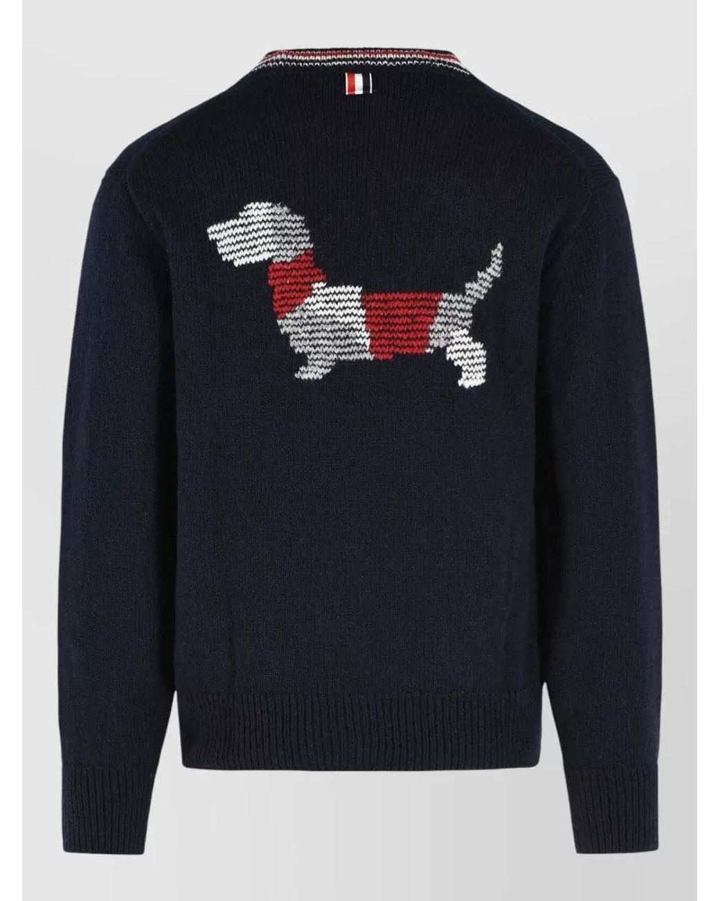 Thom Browne Blue Wool Mohair V-Neck Ribbed Cardigan for men