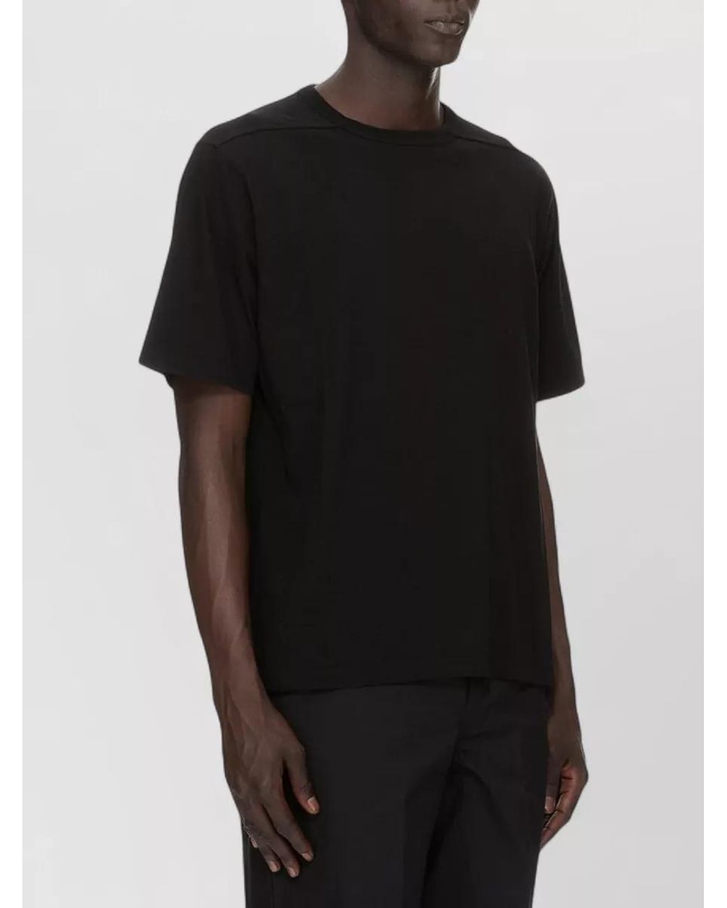 Rick Owens Black Cotton Crew Neck Short-Sleeve T-Shirt for men