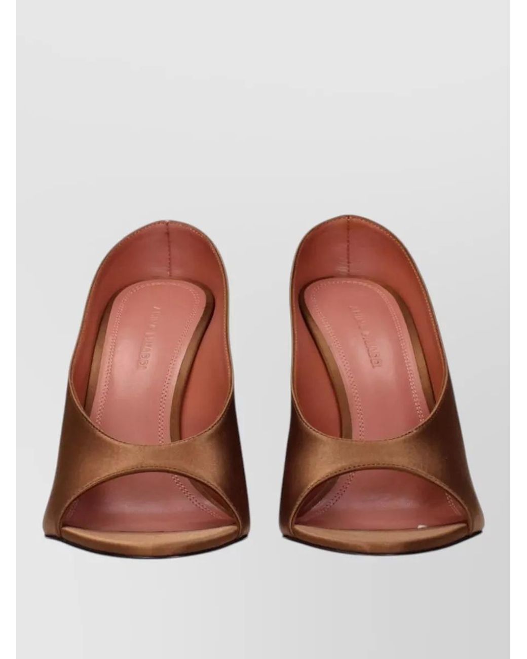 AMINA MUADDI Brown Satin High Heel Mules