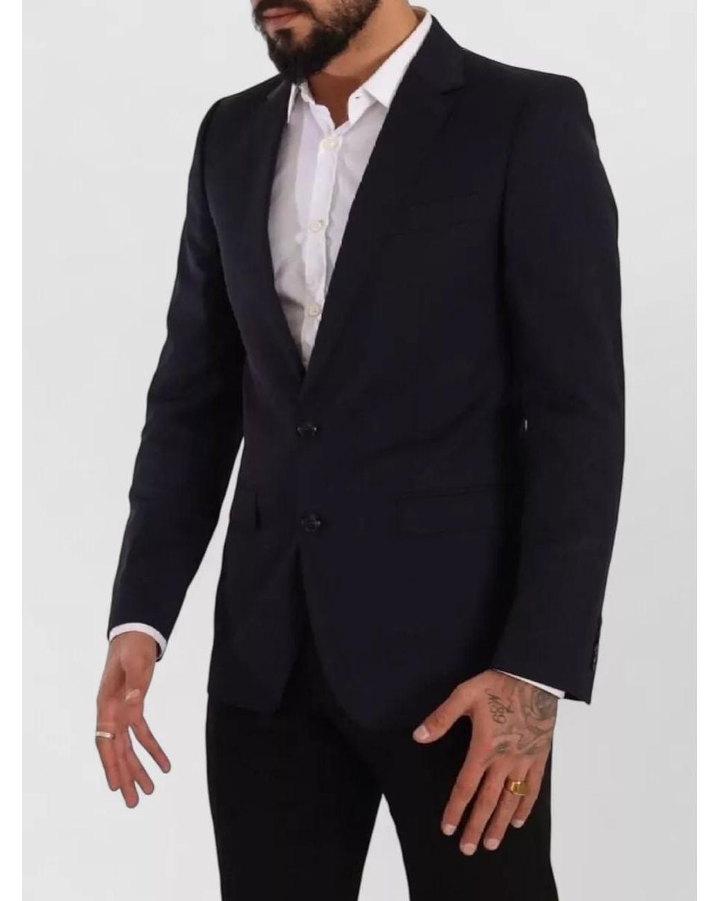 Dolce & Gabbana Blue Virgin Wool Single-Breasted Blazer for men