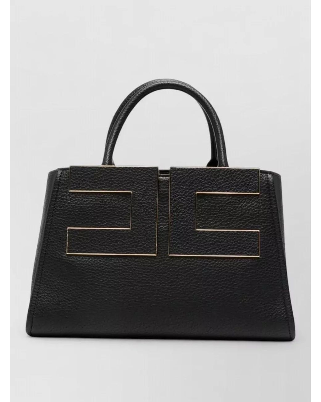 Elisabetta Franchi Black Faux Leather Structured Tote Bag