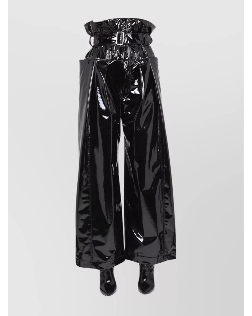 Philosophy Black Vinyl Wide-Leg Trousers