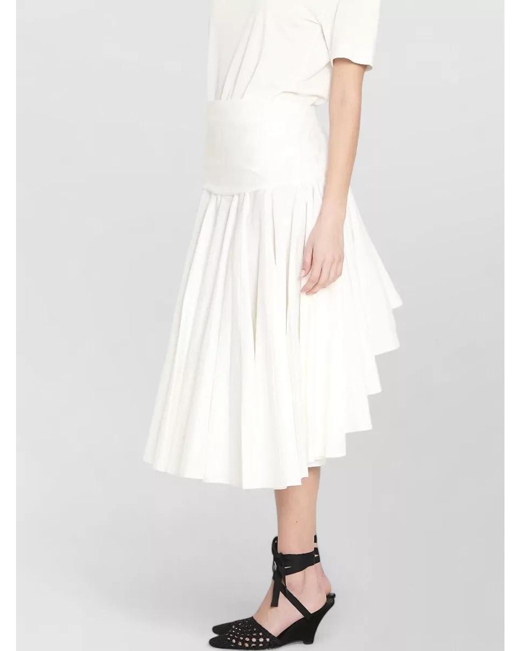 Jacquemus White High-Rise Draped Midi Skirt