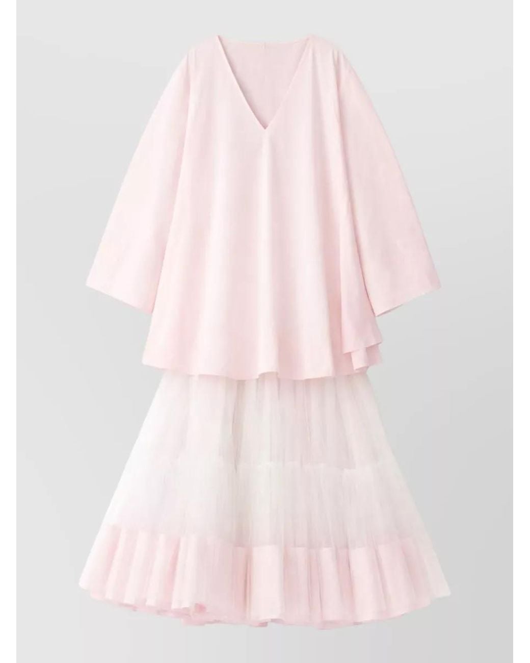 Jacquemus Pink Textured V-Neck Long-Sleeve Asymmetric Hem Mini Dress