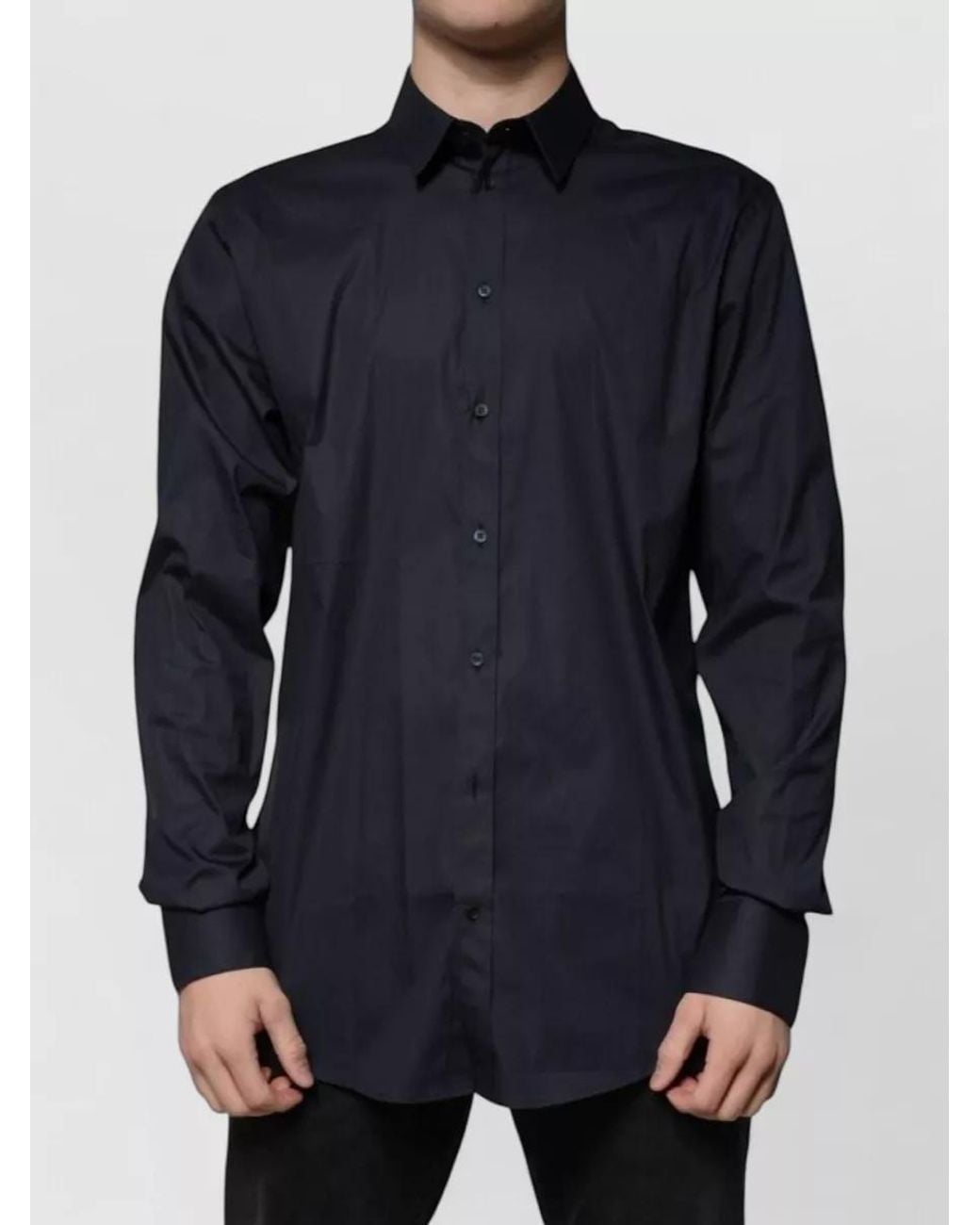 Dolce & Gabbana Blue Cotton Blend Formal Dress Shirt for men