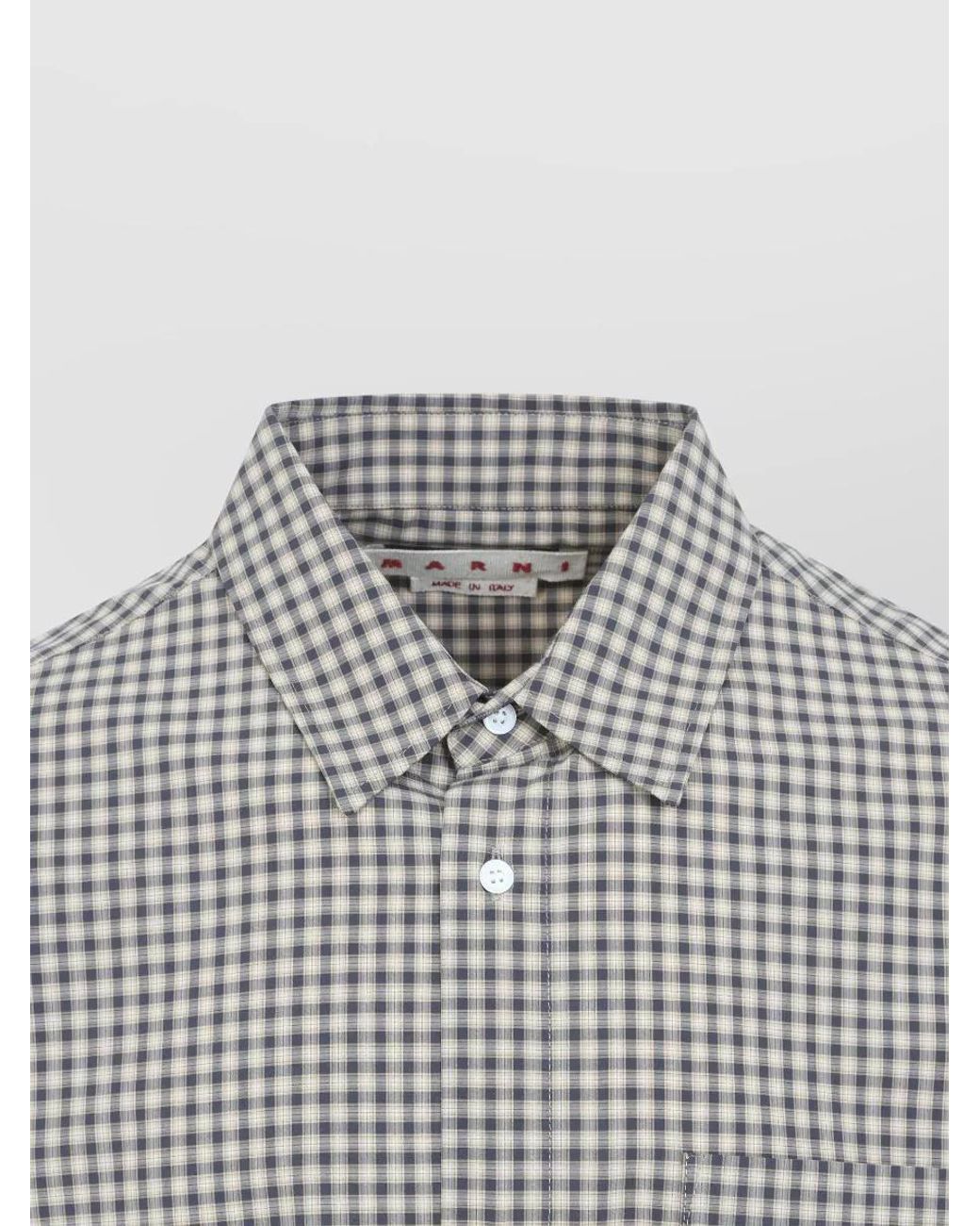 Marni Gray Cotton Micro Check Long-Sleeve Shirt for men