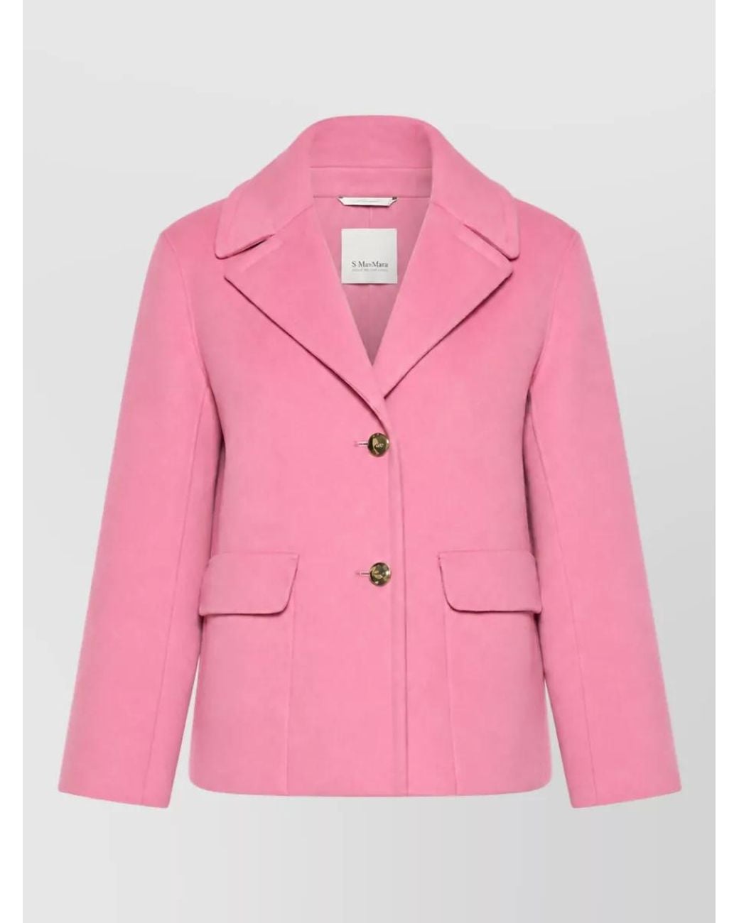 Max Mara Pink Virgin Wool Single Breasted Coat