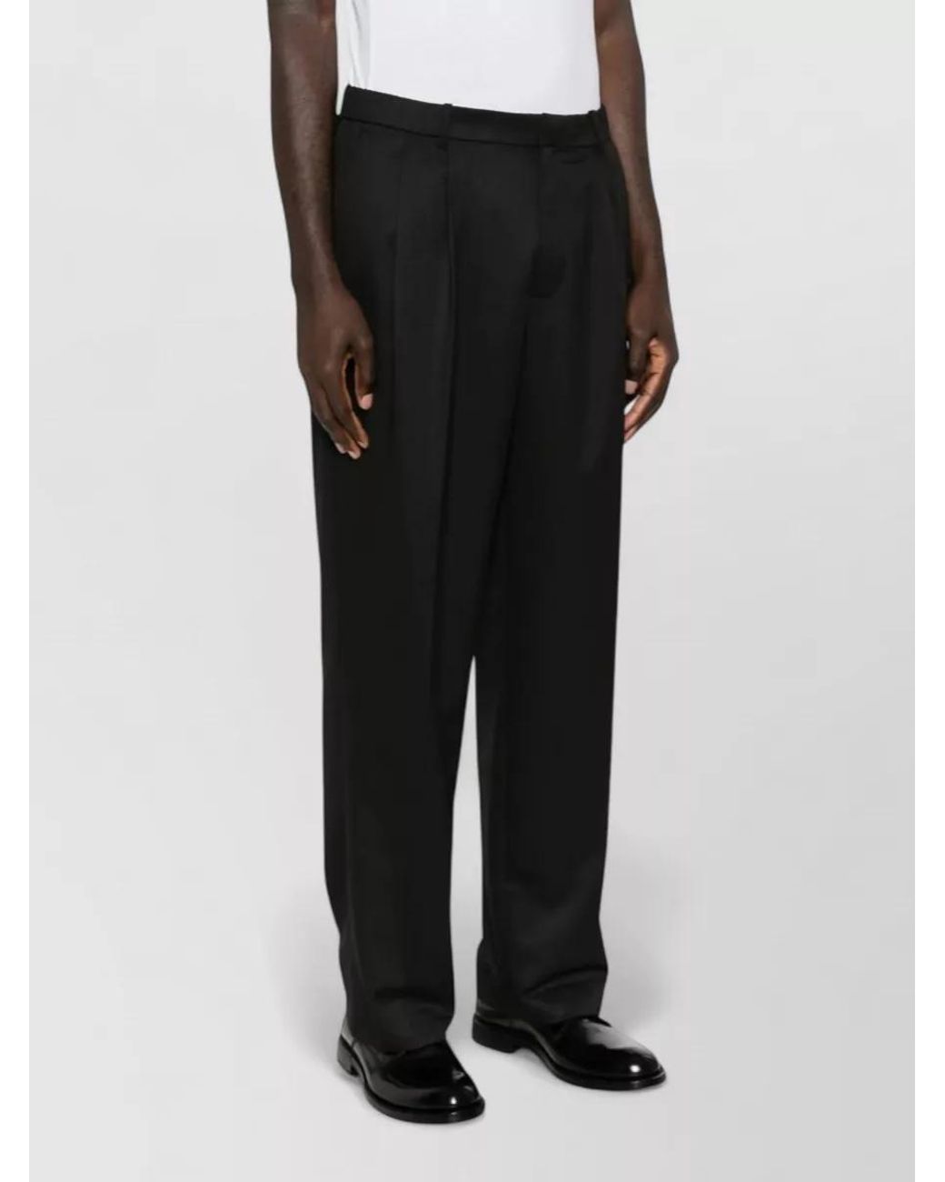 Calvin Klein Black Pleated Straight-Leg Tailored Trousers for men
