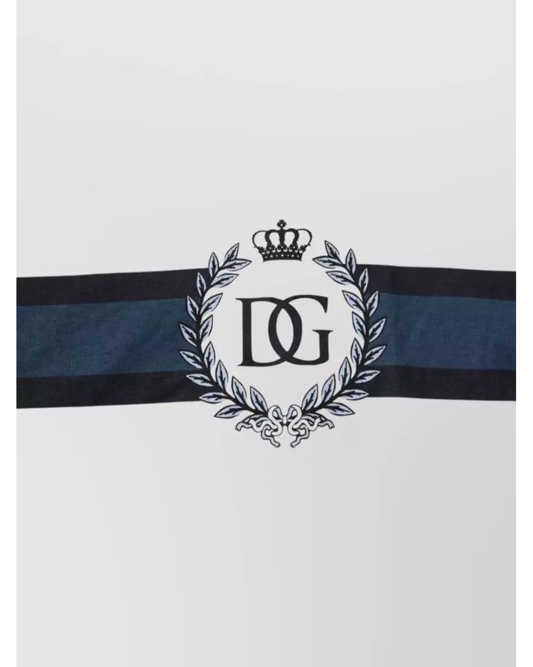 Dolce & Gabbana Blue Striped Logo Embroidered Cotton T-Shirt for men