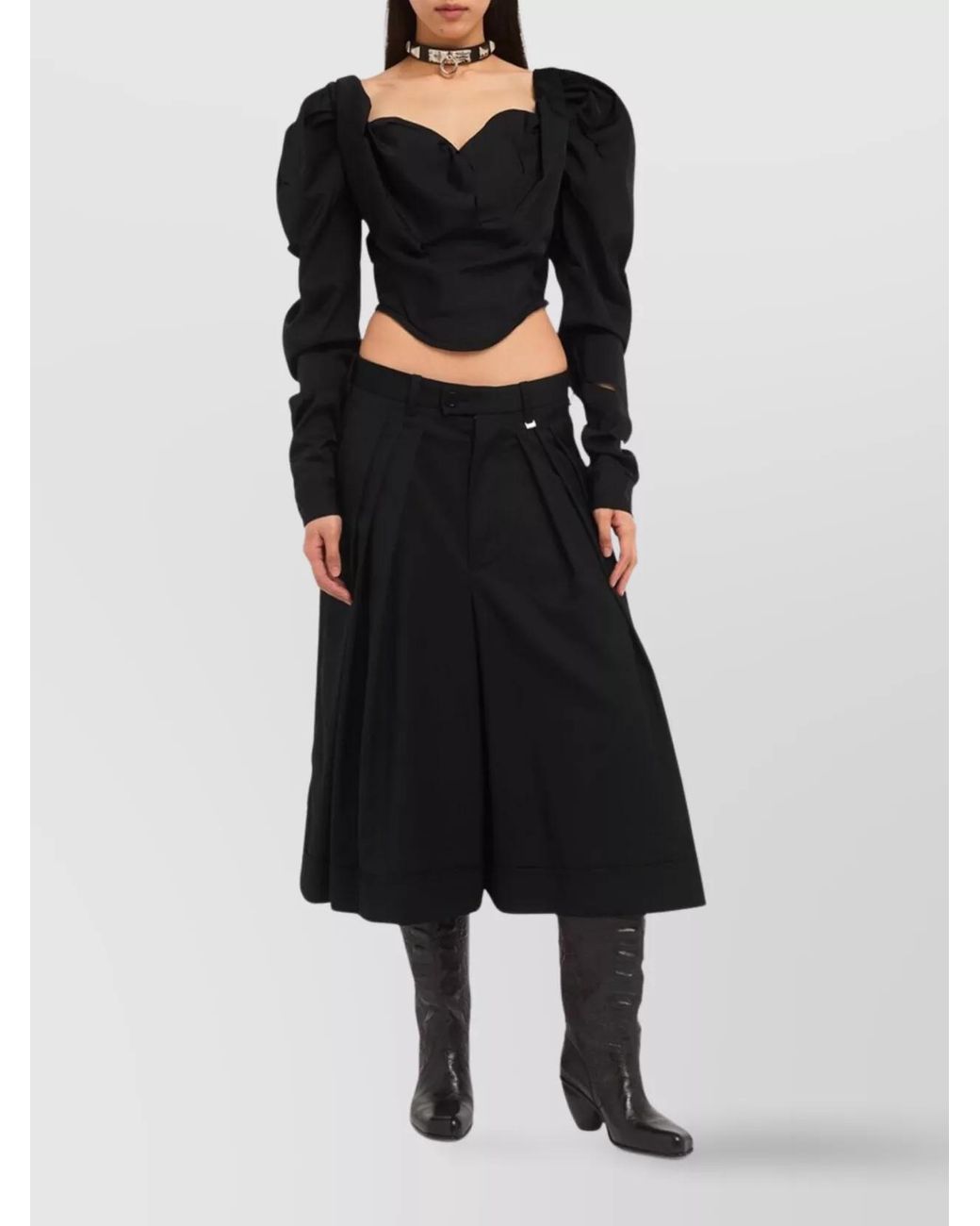 Vivienne Westwood Black Virgin Wool Mid-Rise Wide-Leg Culottes