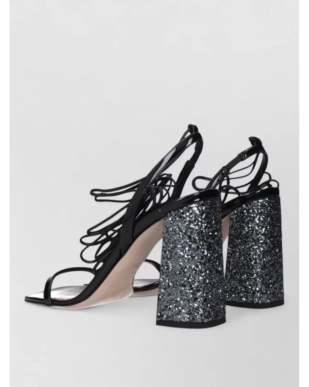 Miu Miu Black Patent Leather Lace-Up Sandals
