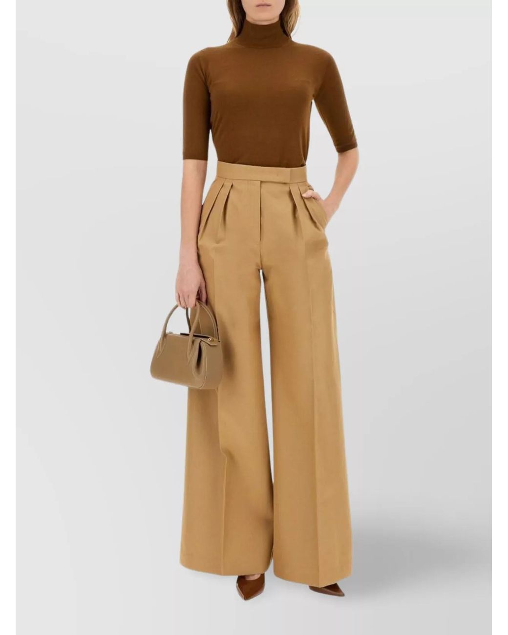 Max Mara Natural Cotton Wide-Leg Trousers