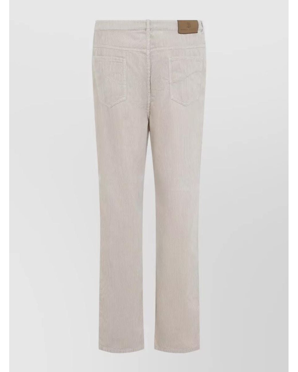 Brunello Cucinelli White Corduroy Mid-Rise Straight-Leg Trousers for men