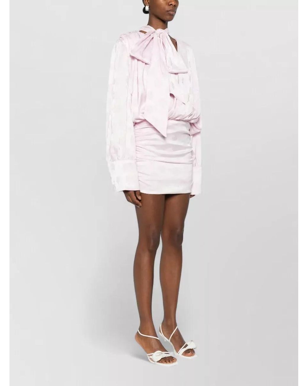 ROTATE BIRGER CHRISTENSEN Pink Floral-Jacquard Draped Mini Dress