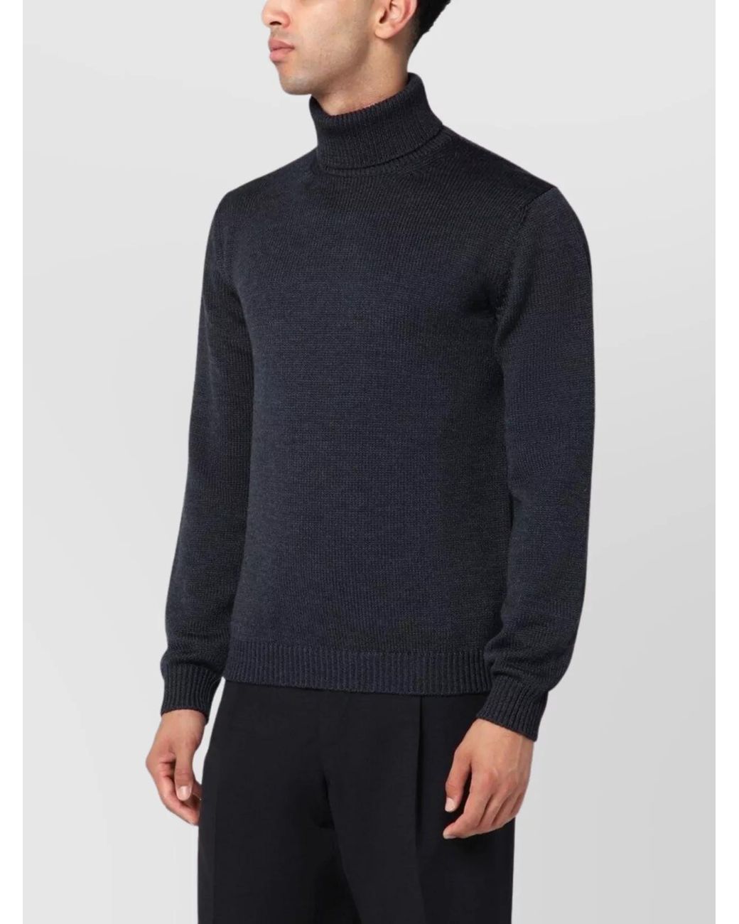 Roberto Collina Blue Wool Turtleneck Sweater for men