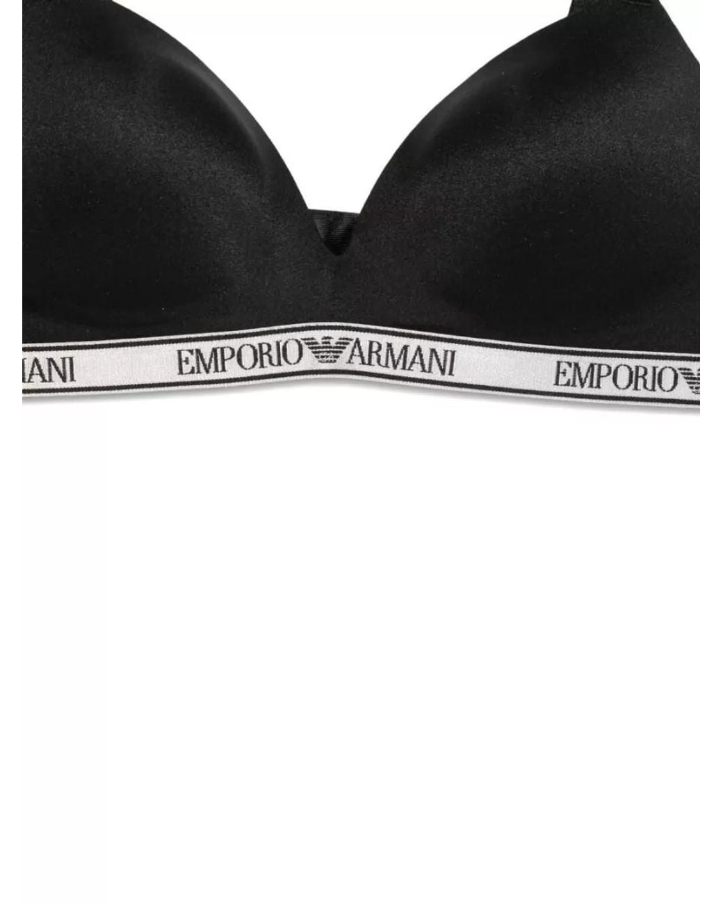 Emporio Armani Black Cotton Padded Triangle Bra