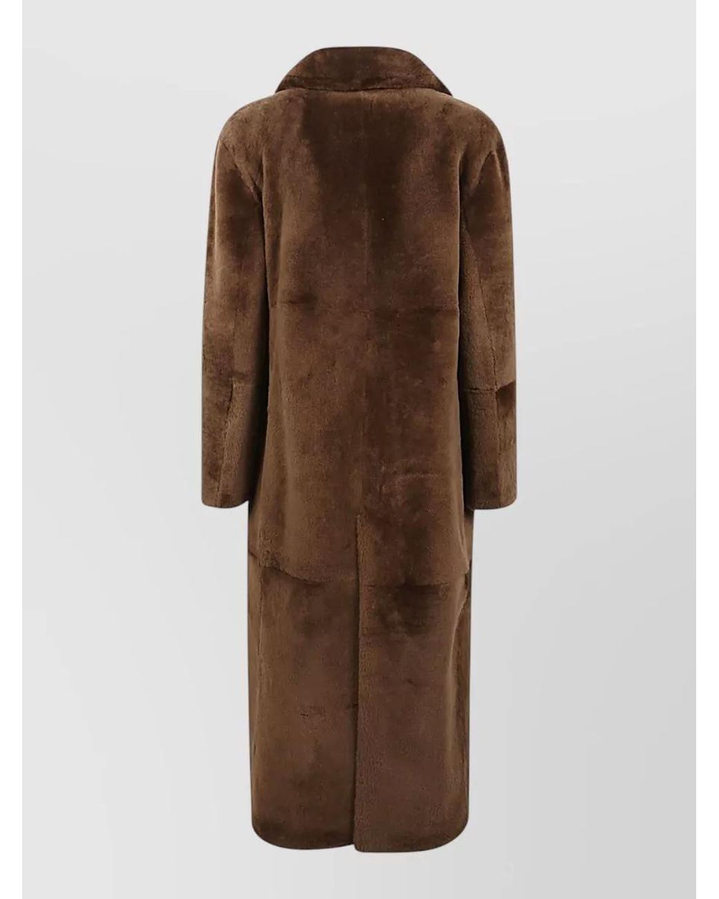 FURLING BY GIANI Brown Leather Double-Breasted Coat