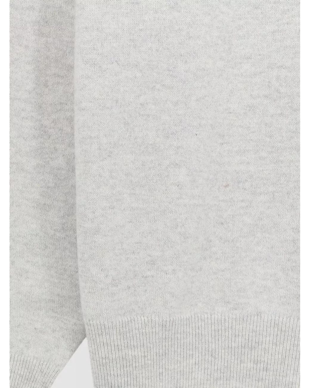 Brunello Cucinelli White Cashmere Mélange Crew-Neck Long-Sleeve Sweater for men