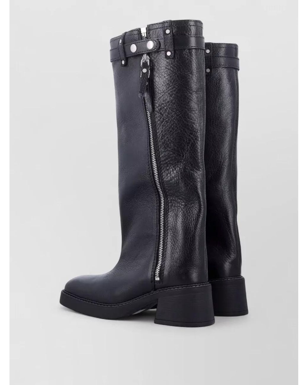 Miista Black Leather Zip Boots