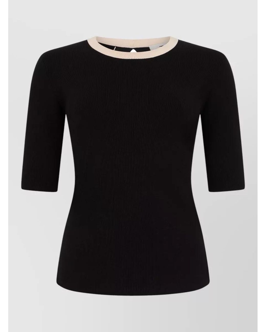 Elisabetta Franchi Black Fitted Three Quarter Sleeve Knit Top