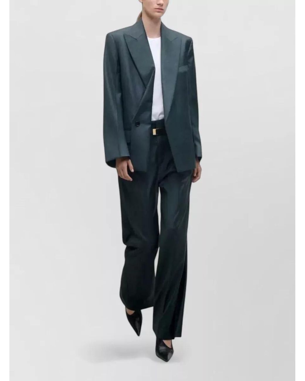 Victoria Beckham Blue Wool Single-Breasted Blazer