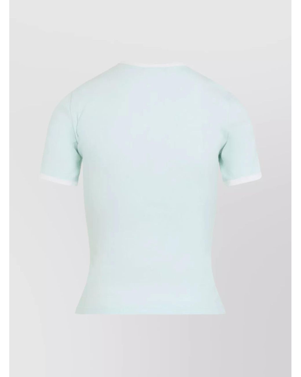 Courreges Blue Cotton Logo-Patch Short-Sleeve T-Shirt