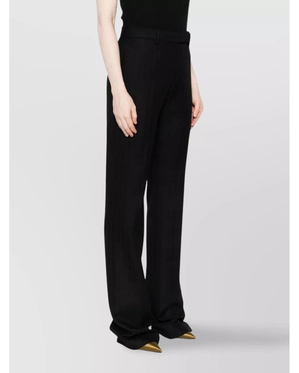 Tom Ford Black Virgin Wool Herringbone Slim Straight-Leg Tailored Trousers