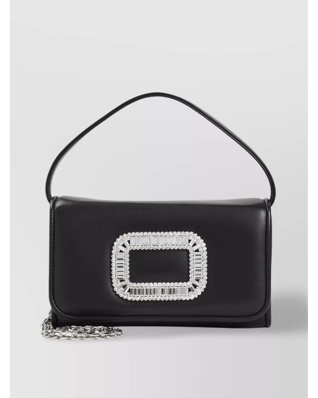 Roger Vivier Black Crystal-Embellished Leather Micro Bag